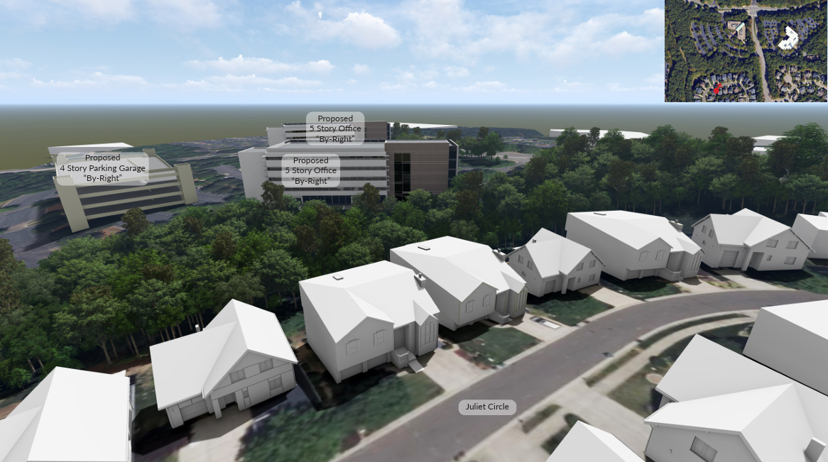 
Aerial view of by-right development from Juliet Circle