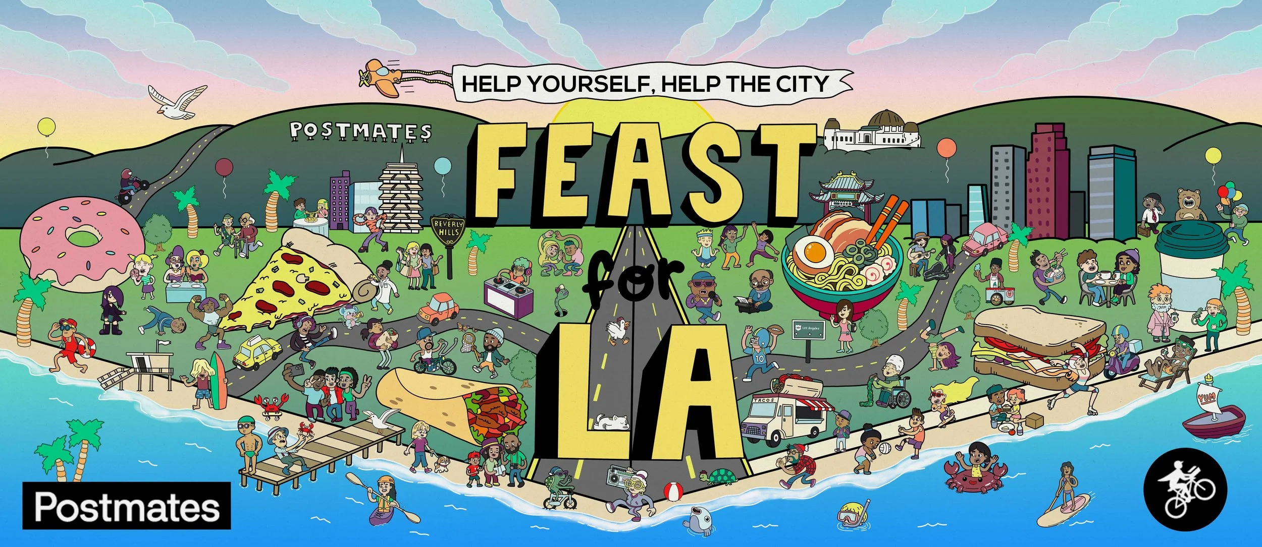 Postmates Feast For LA Banner Illustration