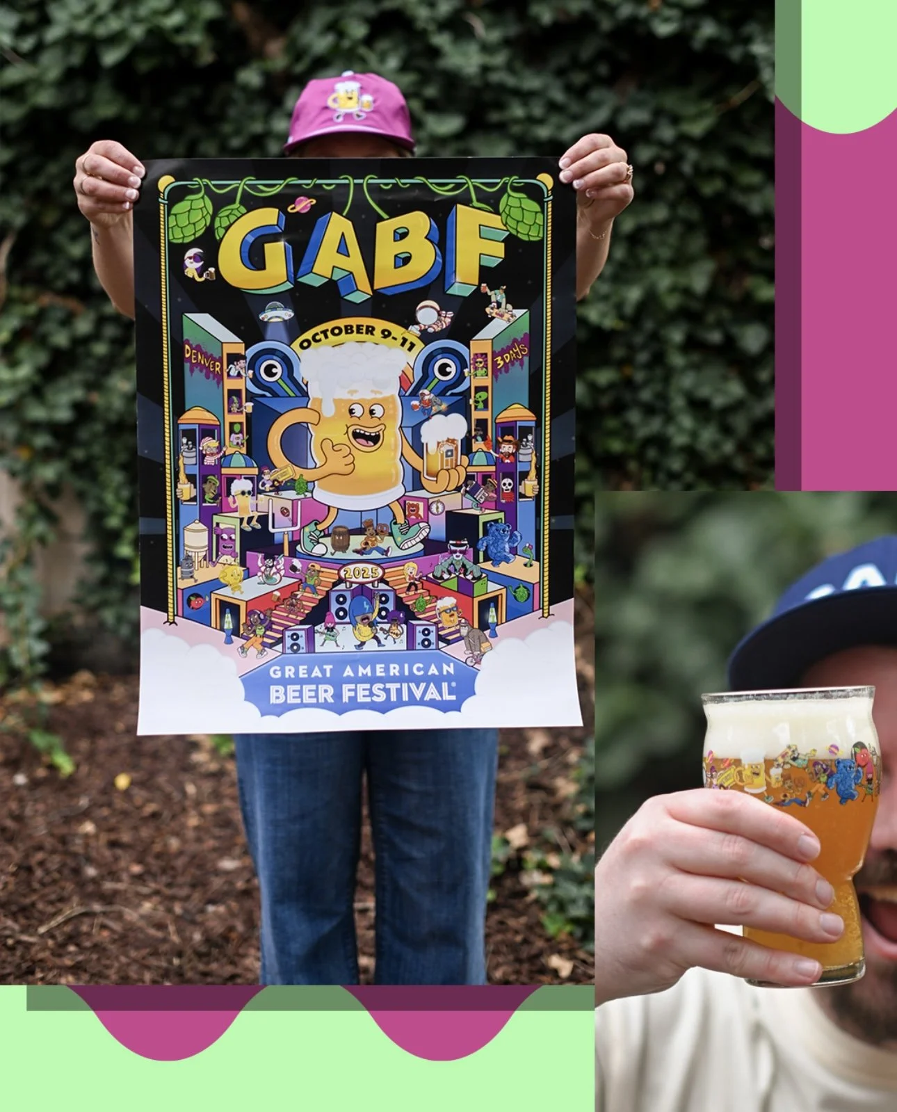 Person holding the official GABF 2025 Great American Beer Festival poster illustrated by Danvillage