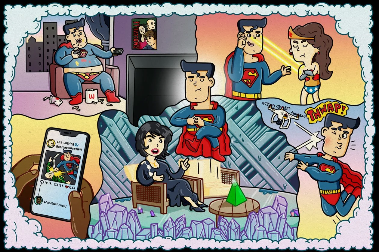 Los Angeles Times Superheroes Today Editorial Illustration