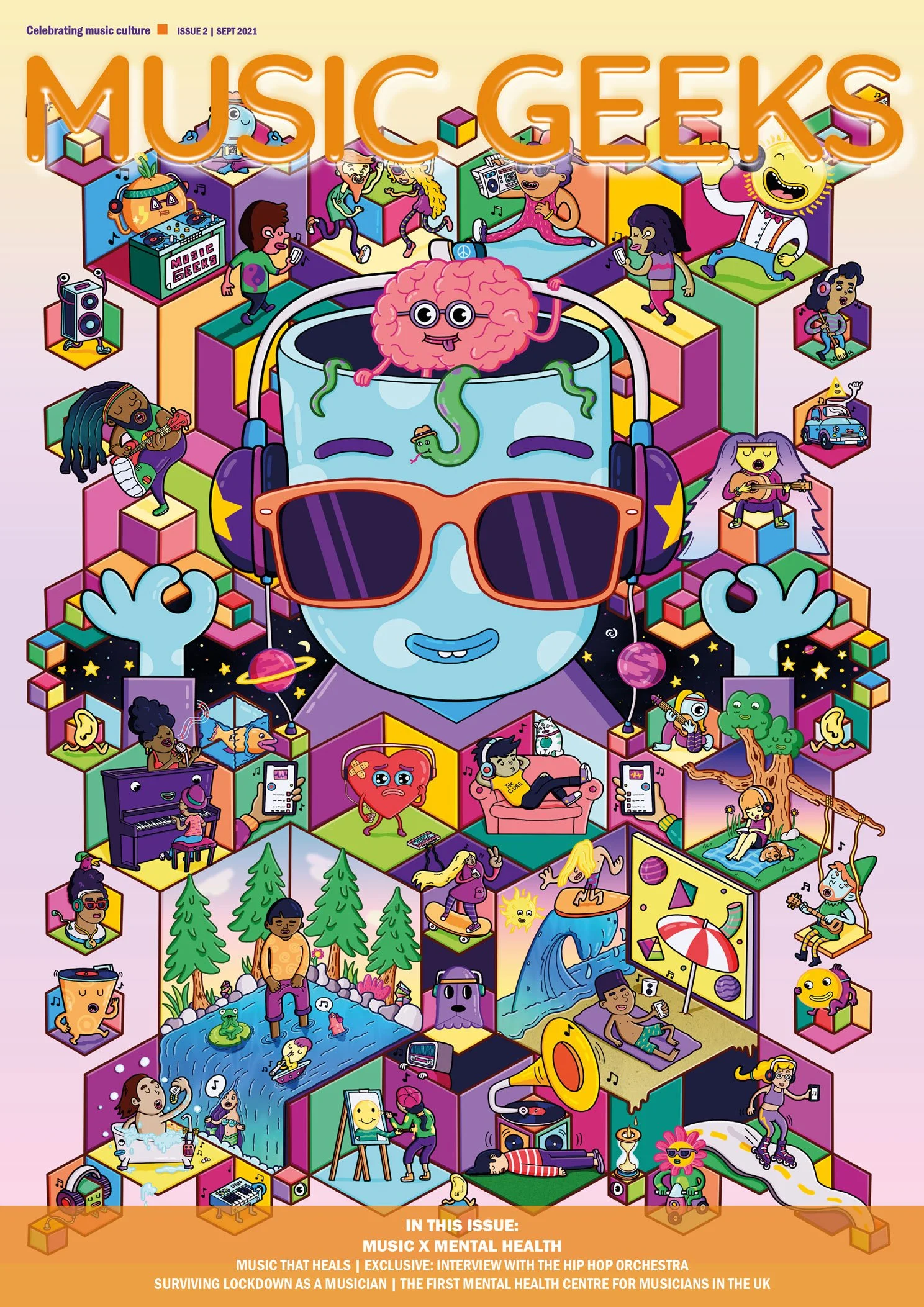 Music Geeks Magazine Editorial Illustration Cover