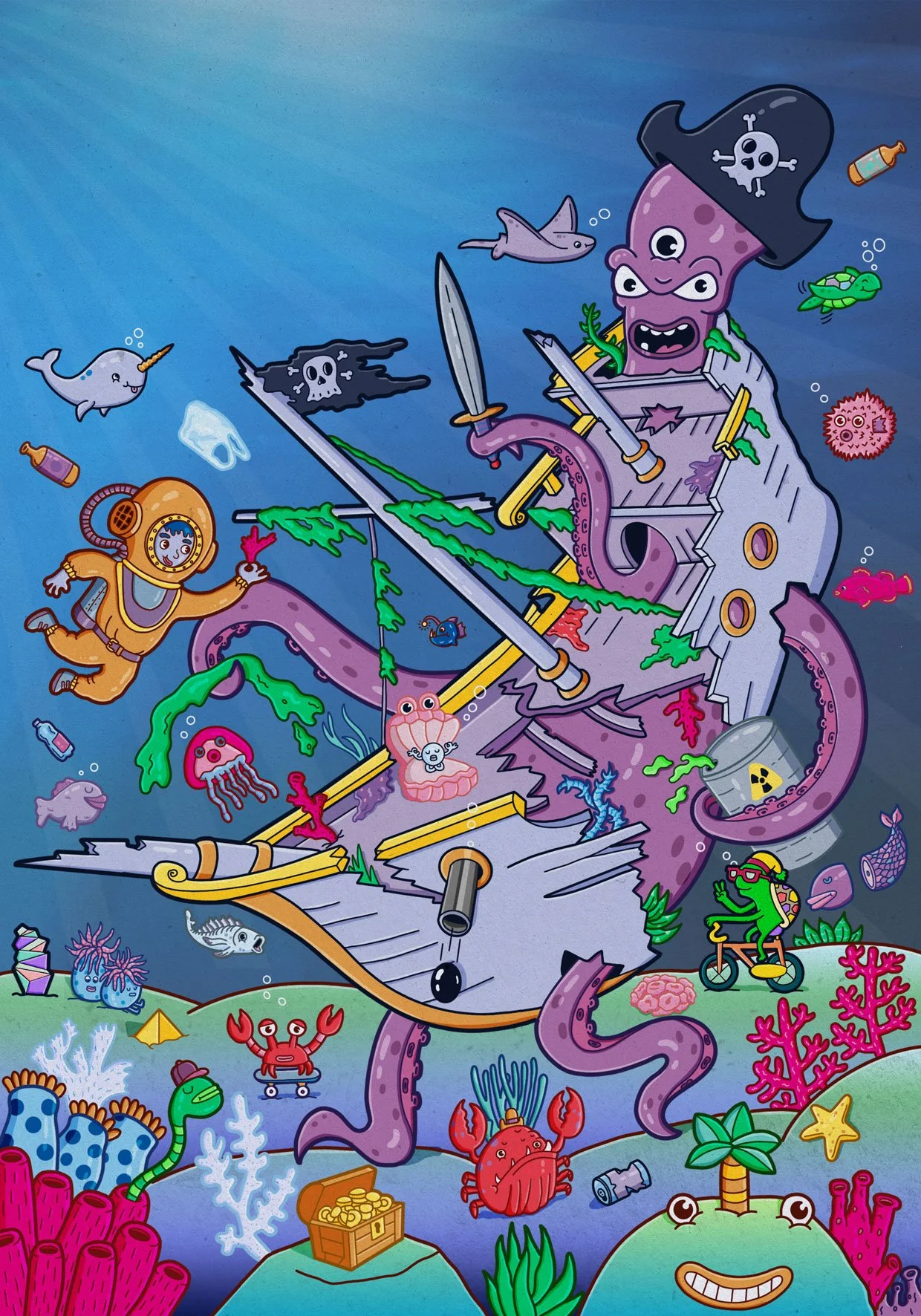 Eyeyah! Magazine Underwater Issue Editorial Illustration