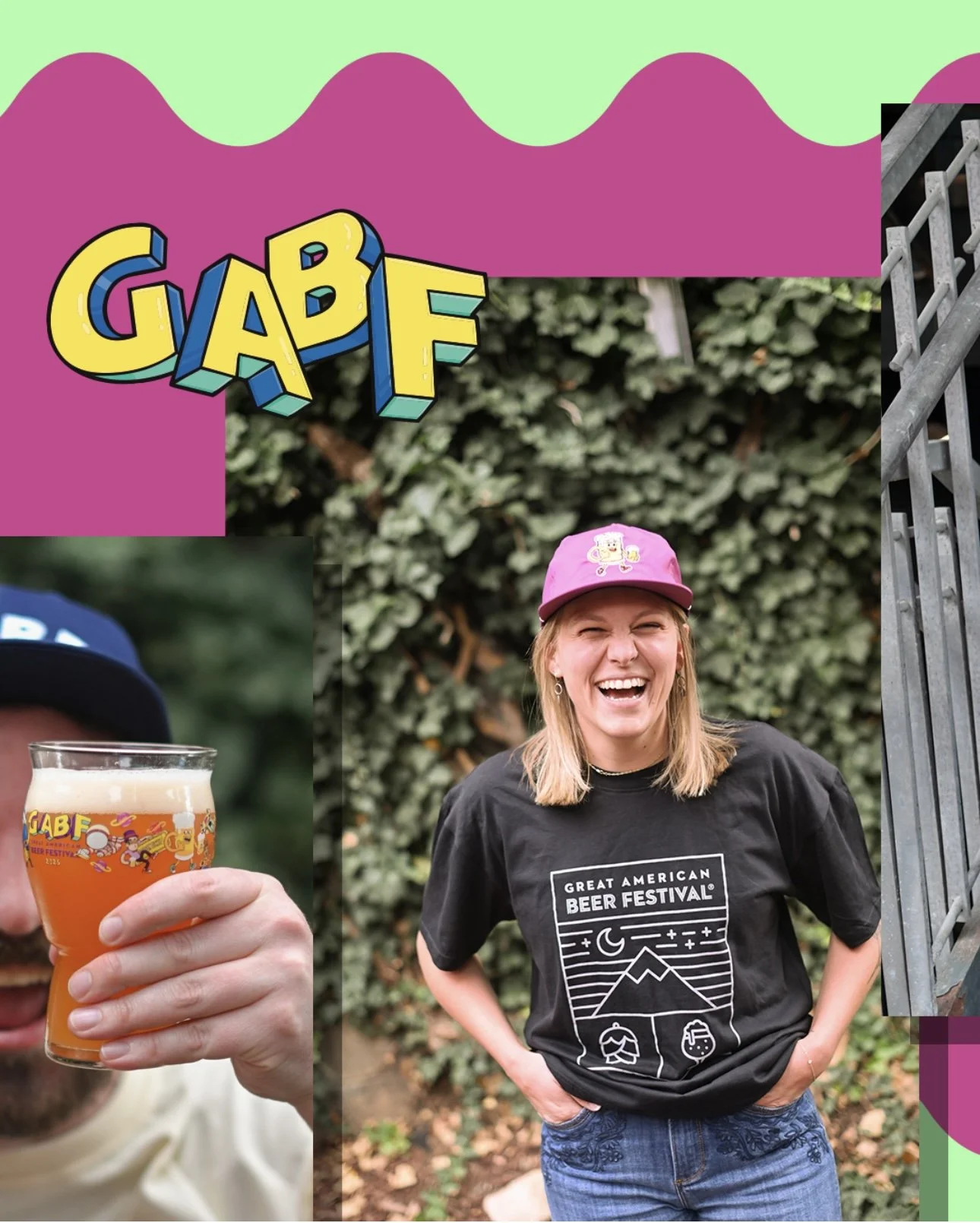 Festival attendee wearing GABF Great American Beer Festival merchandise t-shirt designed by Danvillage illustrator