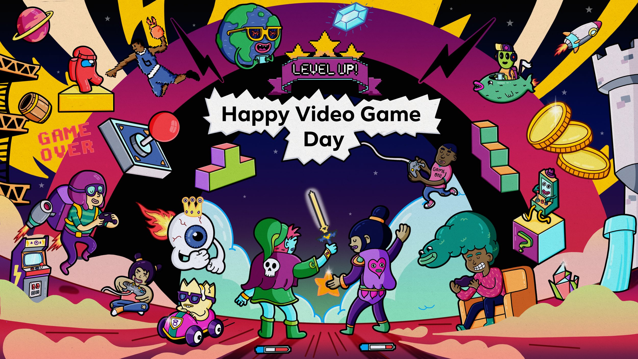 Facebook Video Game Day Illustrations