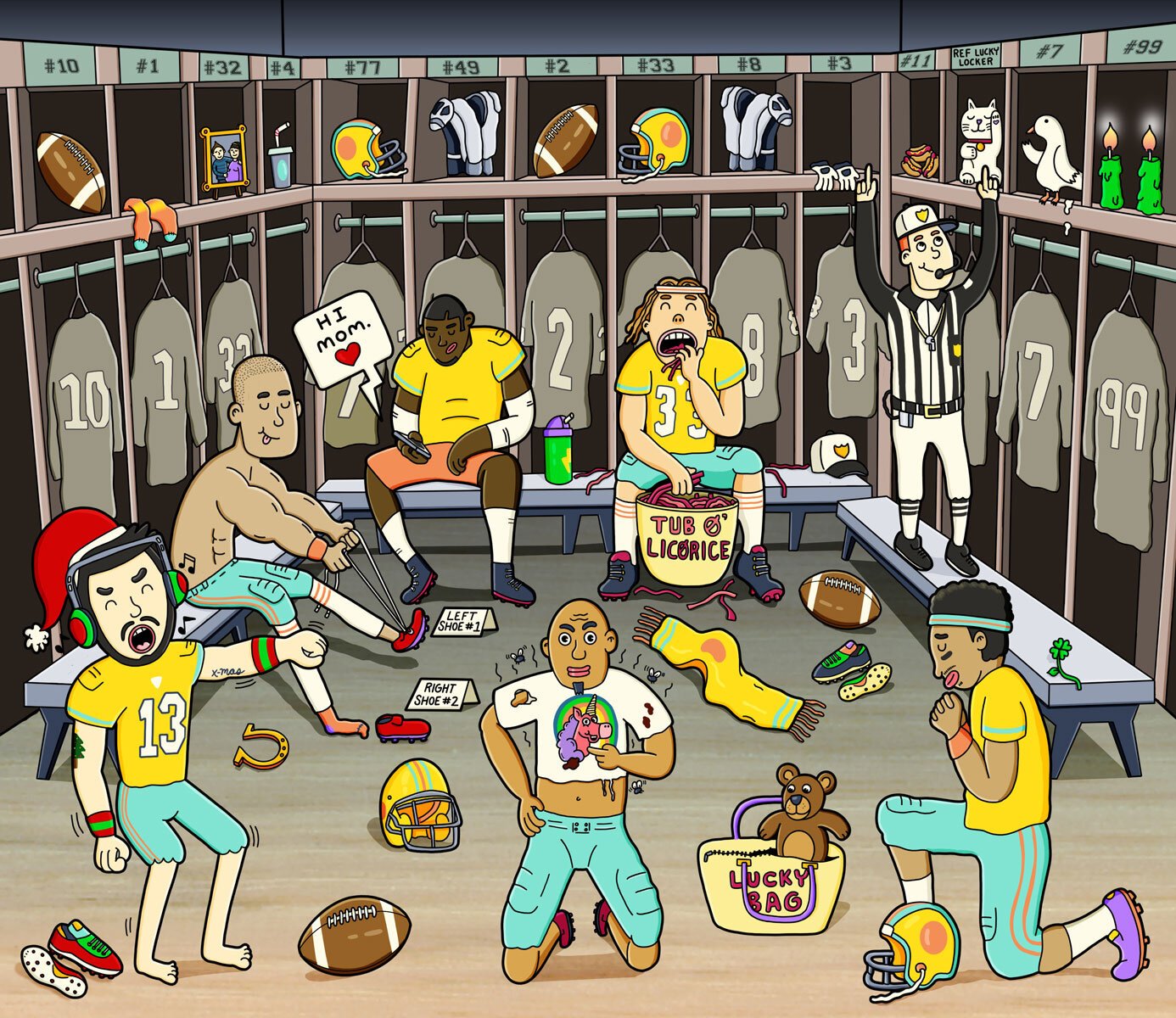New York Times Football Rituals Editorial Illustration