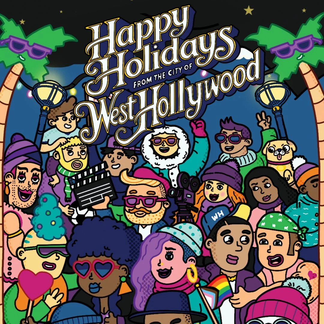 West Hollywood Holiday Street Banner Illustration