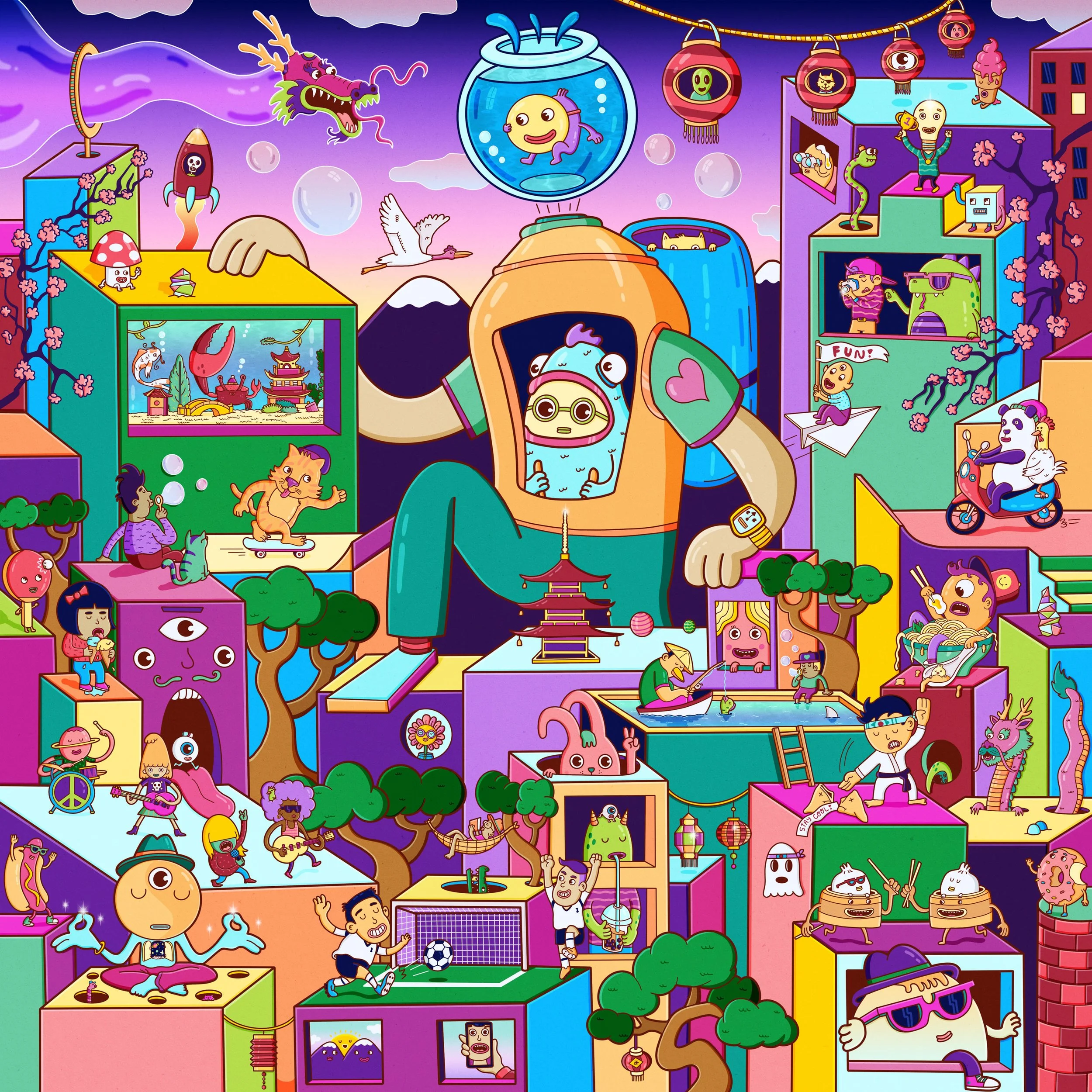 D Prints - Happy Bubble City 