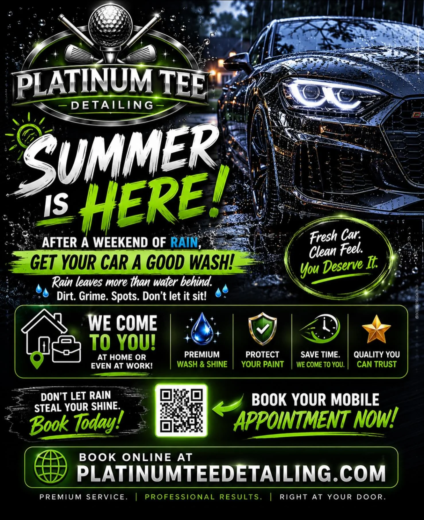 Going mobile Thursday if you need a wash/detail. Platinumteedetailing.com