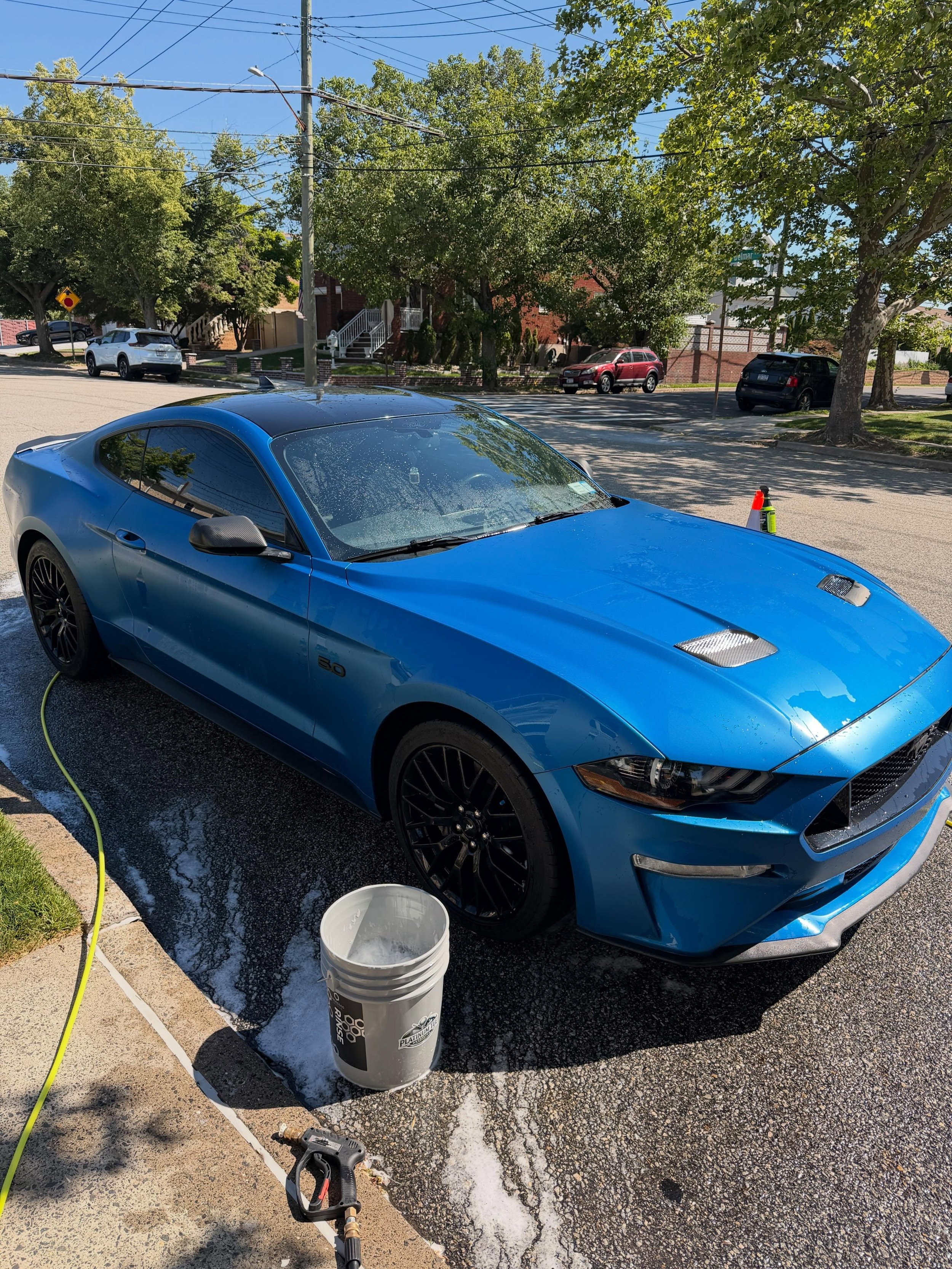 The Mustang needed some love ❤️ and love she received. Clay bar, deep interior clean, engine bay and more. #autodetailing #mustang #notacarwash #autodetailer