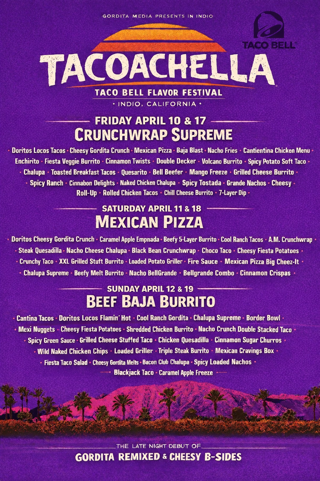 Taco Bell — Tacoachella — Turning menu fandom into a full-blown cultural festival.

A social-first campaign designed to live across Coachella season, spanning IRL and digital touchpoints.