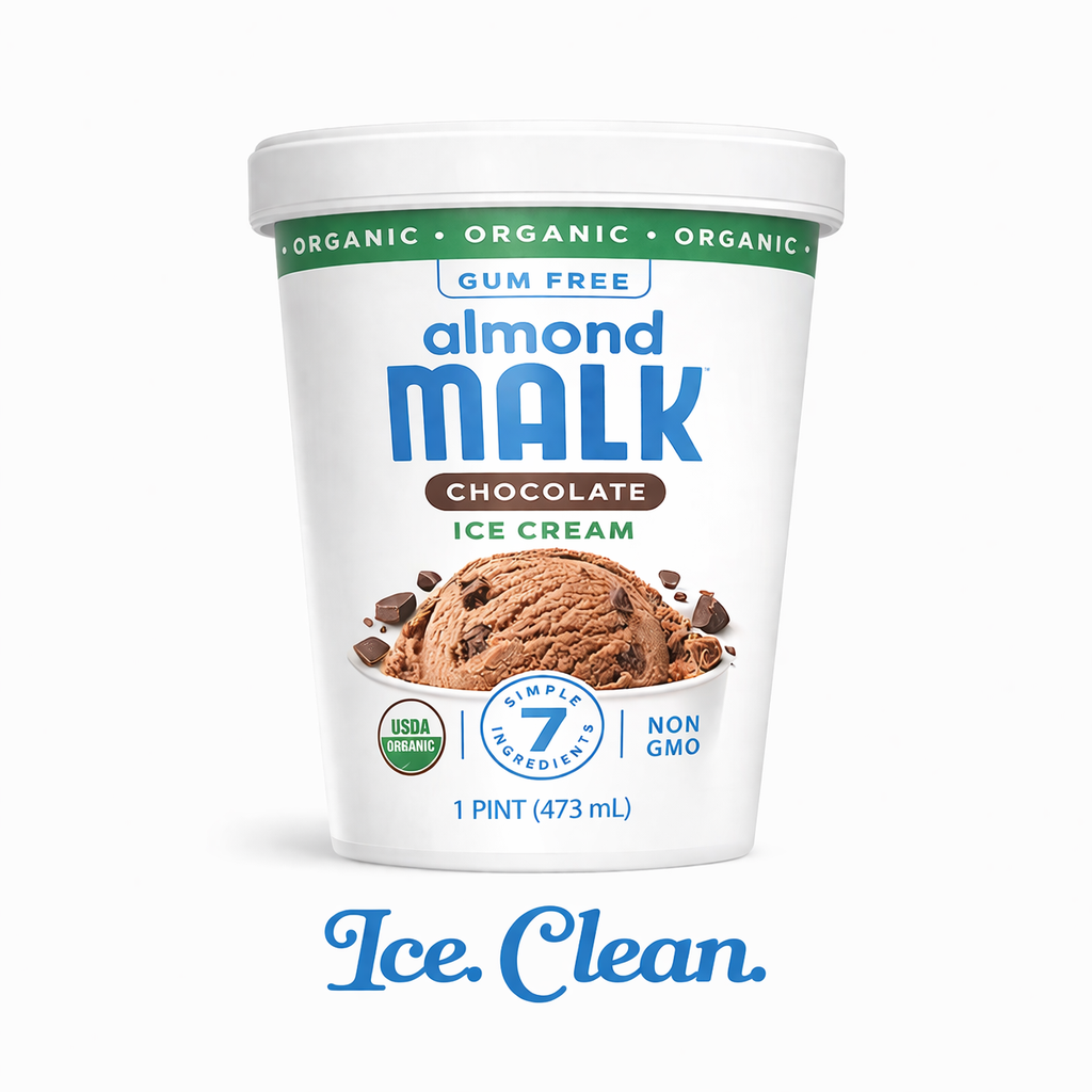 MALK Ice Cream — “Ice. Clean.” — Extending the brand's minimalist, ingredient-first philosophy into the ice cream aisle.

MALK is built on simplicity and transparency—few ingredients, nothing unnecessary. This concept translates that philosophy into 