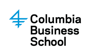 Columbia Business School logo with blue symbol and black text.