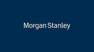 Text slide displaying 'Morgan Stanley' on a dark blue background.