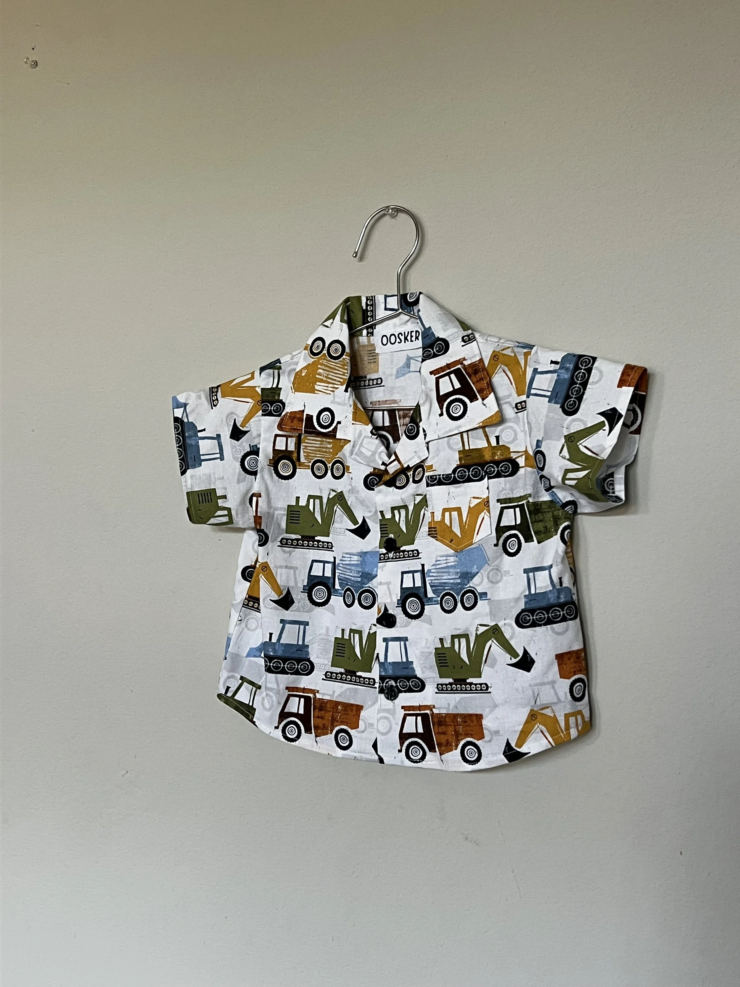 Benji Short Sleeve Boy's Button Down in All About the Trucks Print