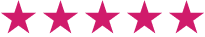 Five pink stars arranged in a row on a white background.