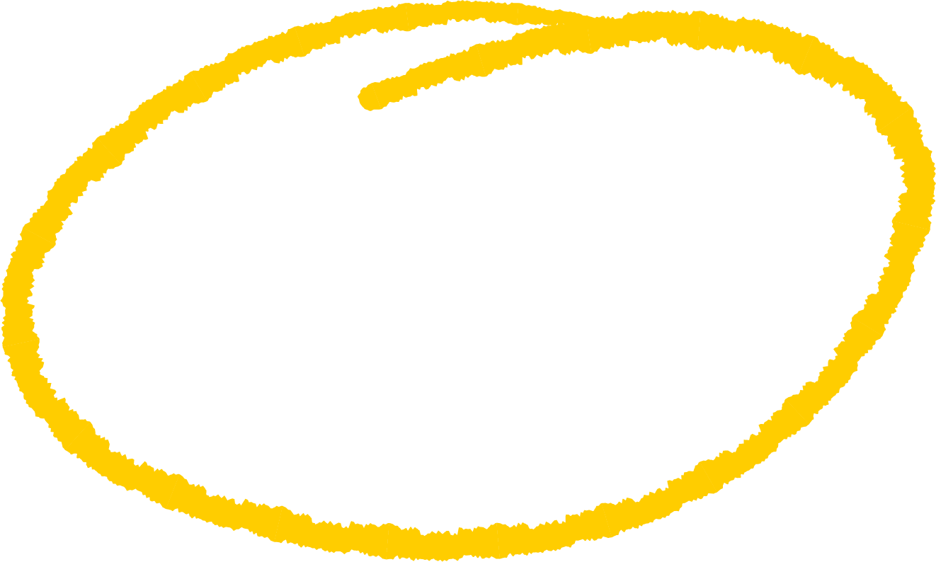 Yellow chalk oval shape encircles a large yellow oval outline on a black background.