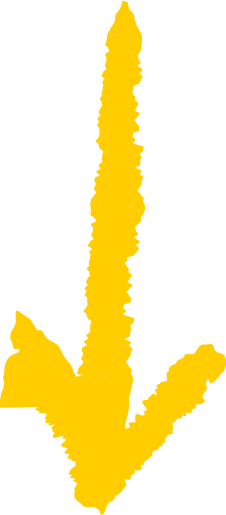 A pixelated yellow marijuana leaf with a vertical line extending from the top to the bottom.