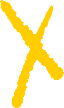Yellow scribble resembling a stylized letter X or a crossed pair of lines on a black background.