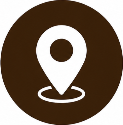 Map pin icon inside a black circle