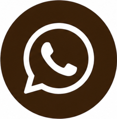 WhatsApp logo with white speech bubble and phone icon inside on black circular background.