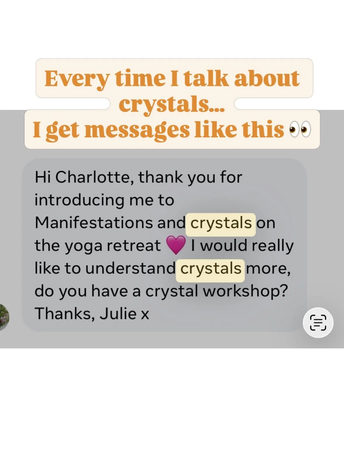 Every time I talk about crystals, I get messages like this 👀✨ I asked if you wanted me to do a workshop &amp; 78% of you asked me to do it. So here it is!

People put crystals in the &ldquo;woo woo&rdquo; category, but they&rsquo;re in our technolog