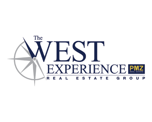 Logo for The West Experience PMZ Real Estate Group featuring a compass design.