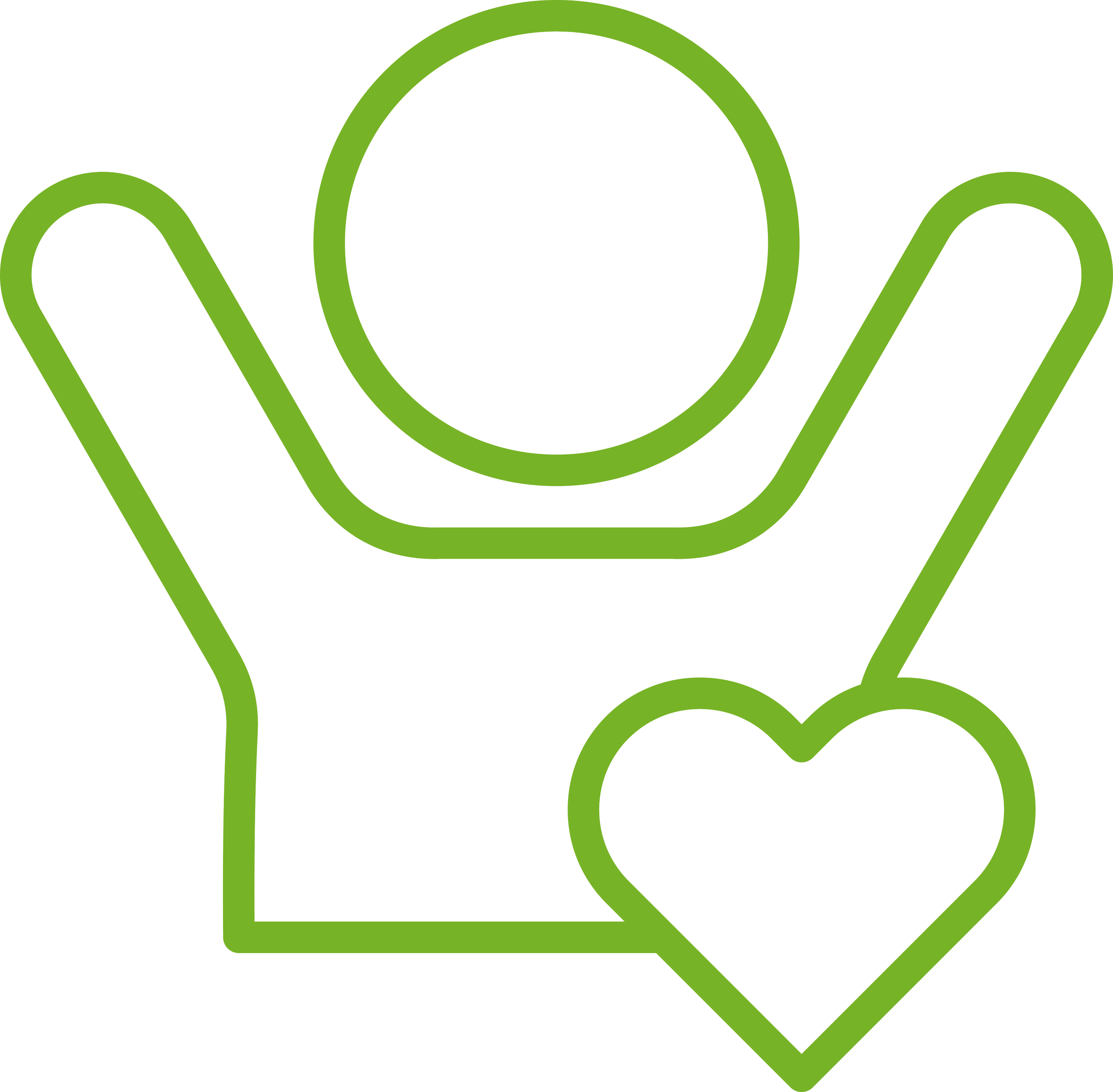 Green line icon resembling a location pin or map marker, outlined with a looped pattern.
