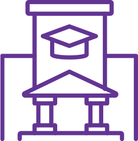 Outline of a graduation cap on a diploma or certificate, displayed on a table or podium.