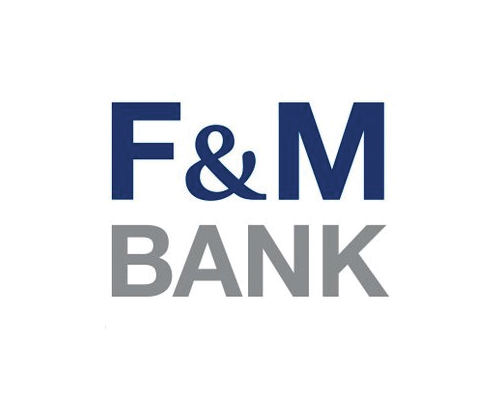 F&M Bank logo with the name in blue and gray text.
