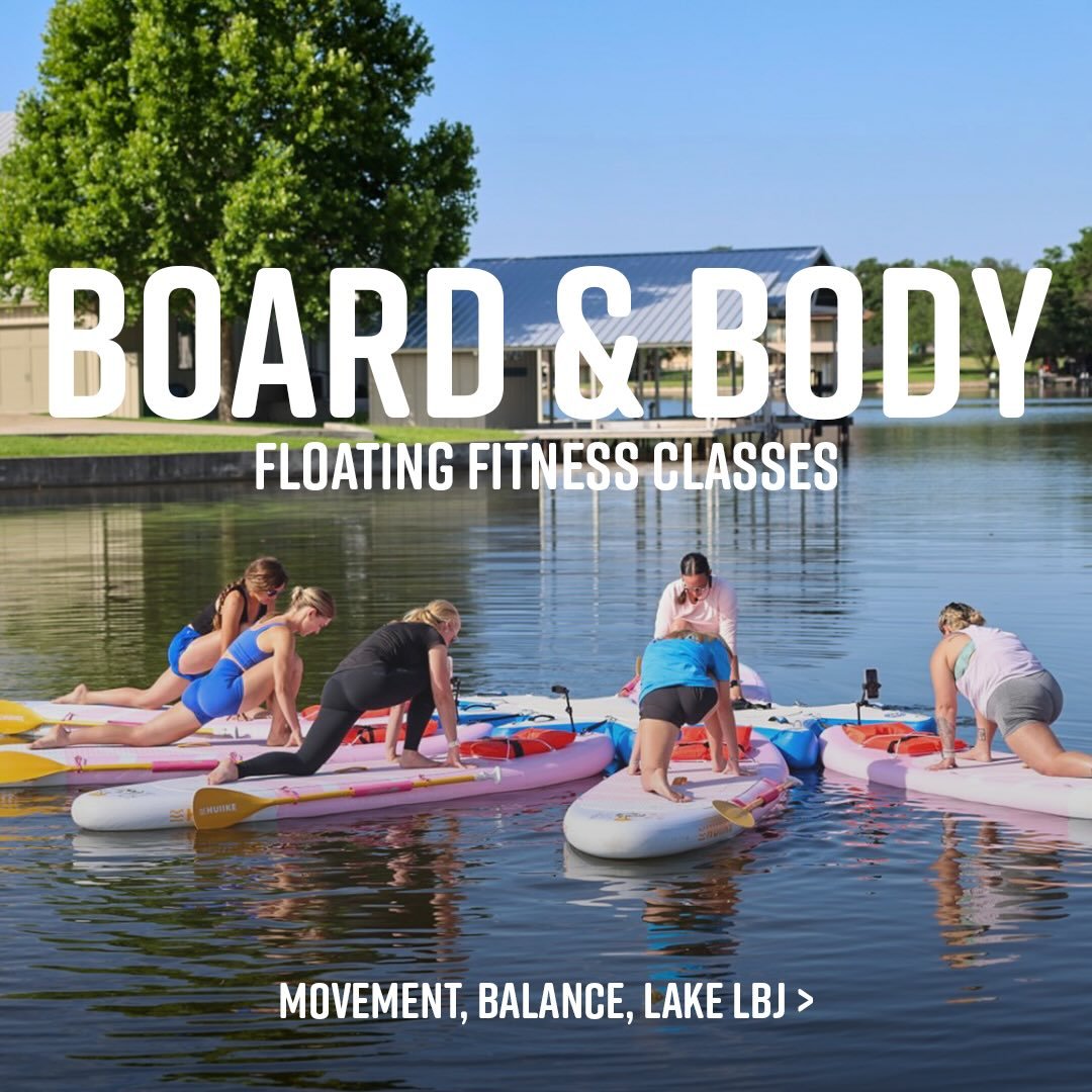 Put it in your calendar now! 🗓️ Mention Highland Lakes Hot Spots at checkout and surprise your whole class with complimentary mocktails on the boards! @boardandbodylbj #summervibes☀️ #lakelife #lakelbj #exercise
