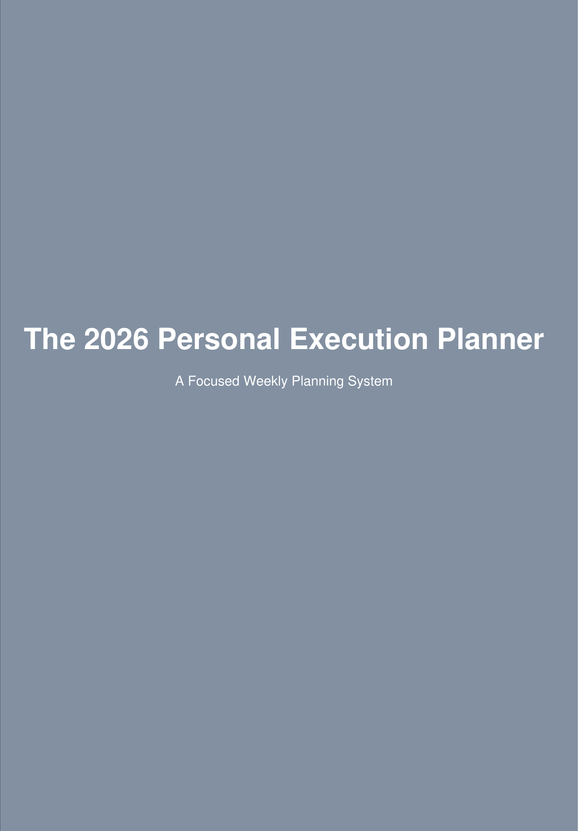 2026 Personal Execution Planner designed for focused weekly planning, productivity, organization, and thoughtful goal setting.