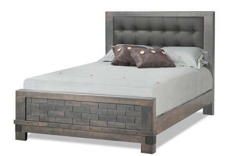 Barrelworks Bed with Bonded Leather Headboard and Low Footboard