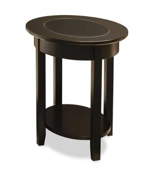 Demi-Lune Elliptical Oval Glass Top End Table