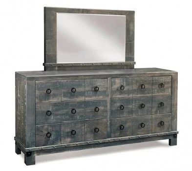 Barrelworks 6 Drawer Long Dresser & Mirror