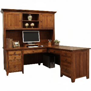 A Series Office Desk with Return & Hutch