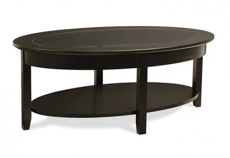 Demi-Lune Elliptical Oval Coffee Table with Glass Top