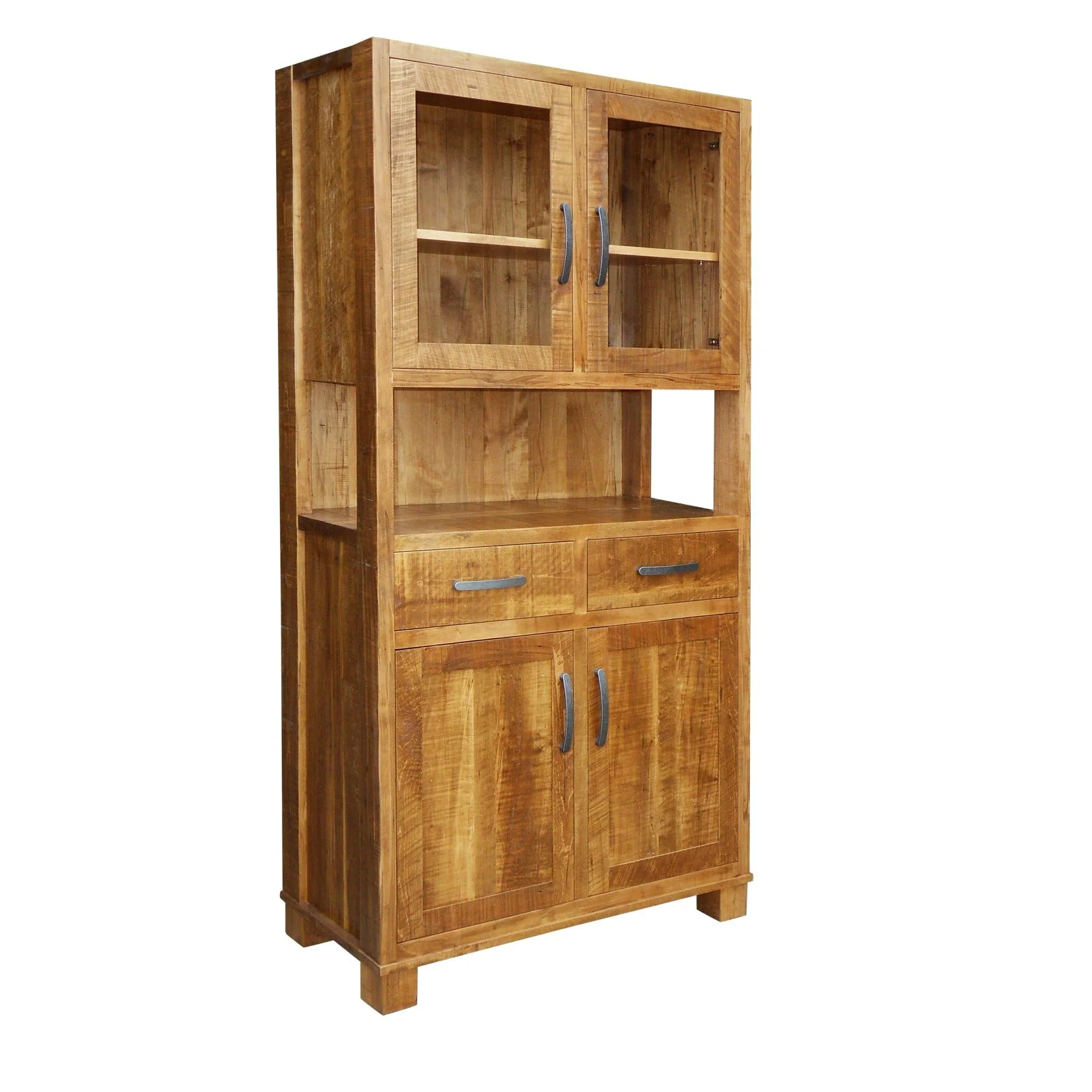 Backwoods 2 Drawer 2 Door Sideboard with 2 Glass Door Hutch