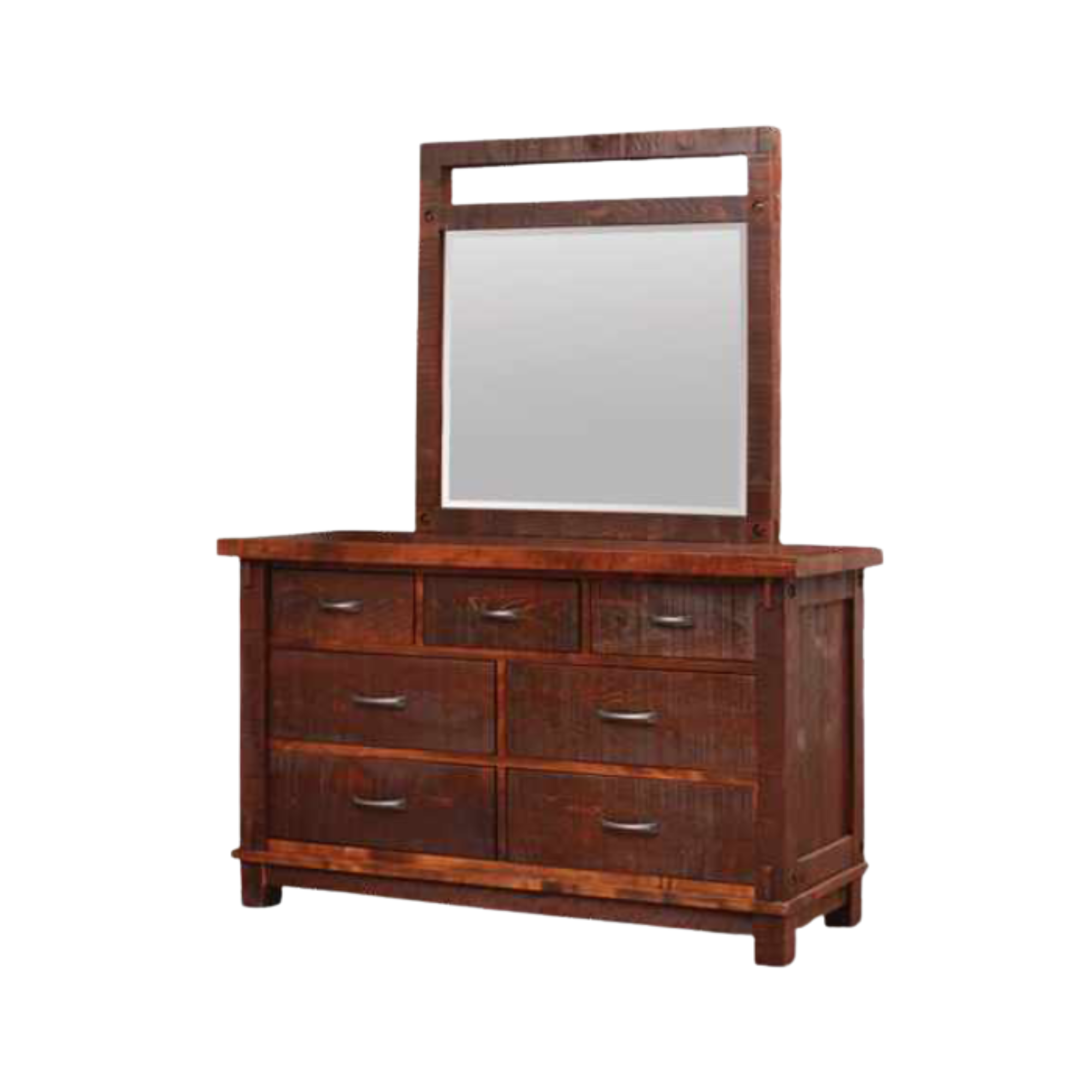 Timber 7 Drawer Dresser with Mirror