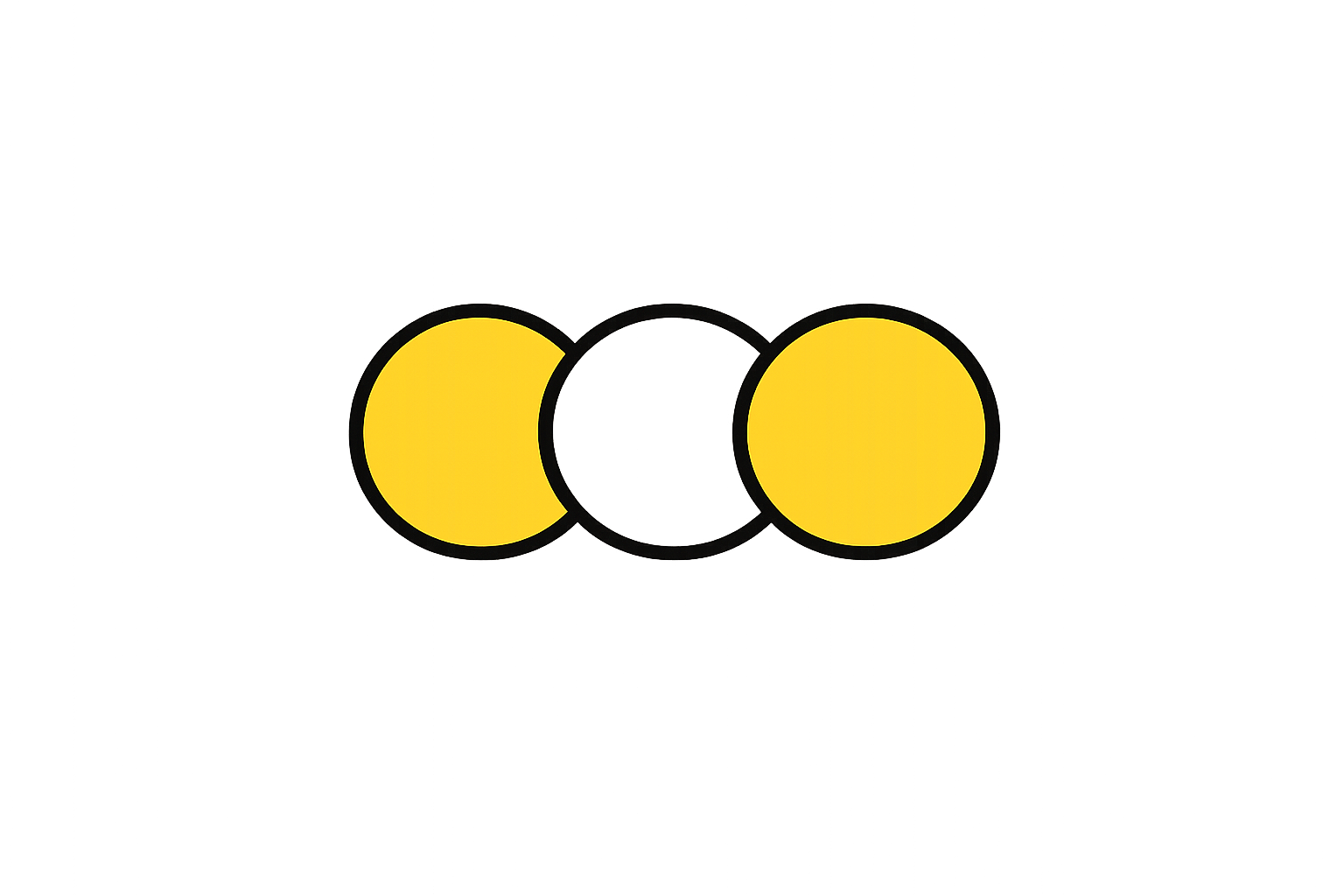 Traffic light showing yellow, black, and yellow lights from left to right.