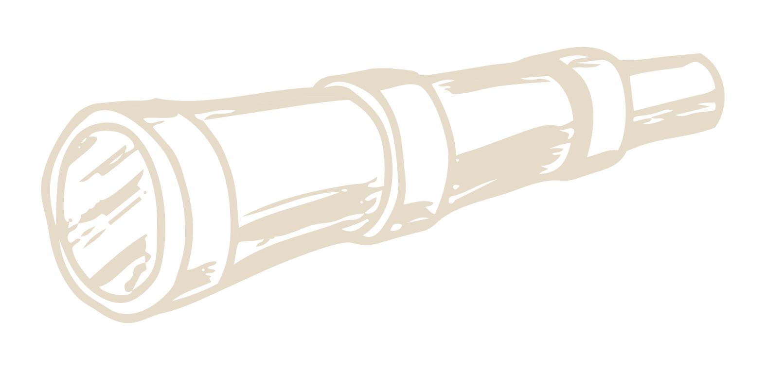 Line drawing of a telescope on a black background