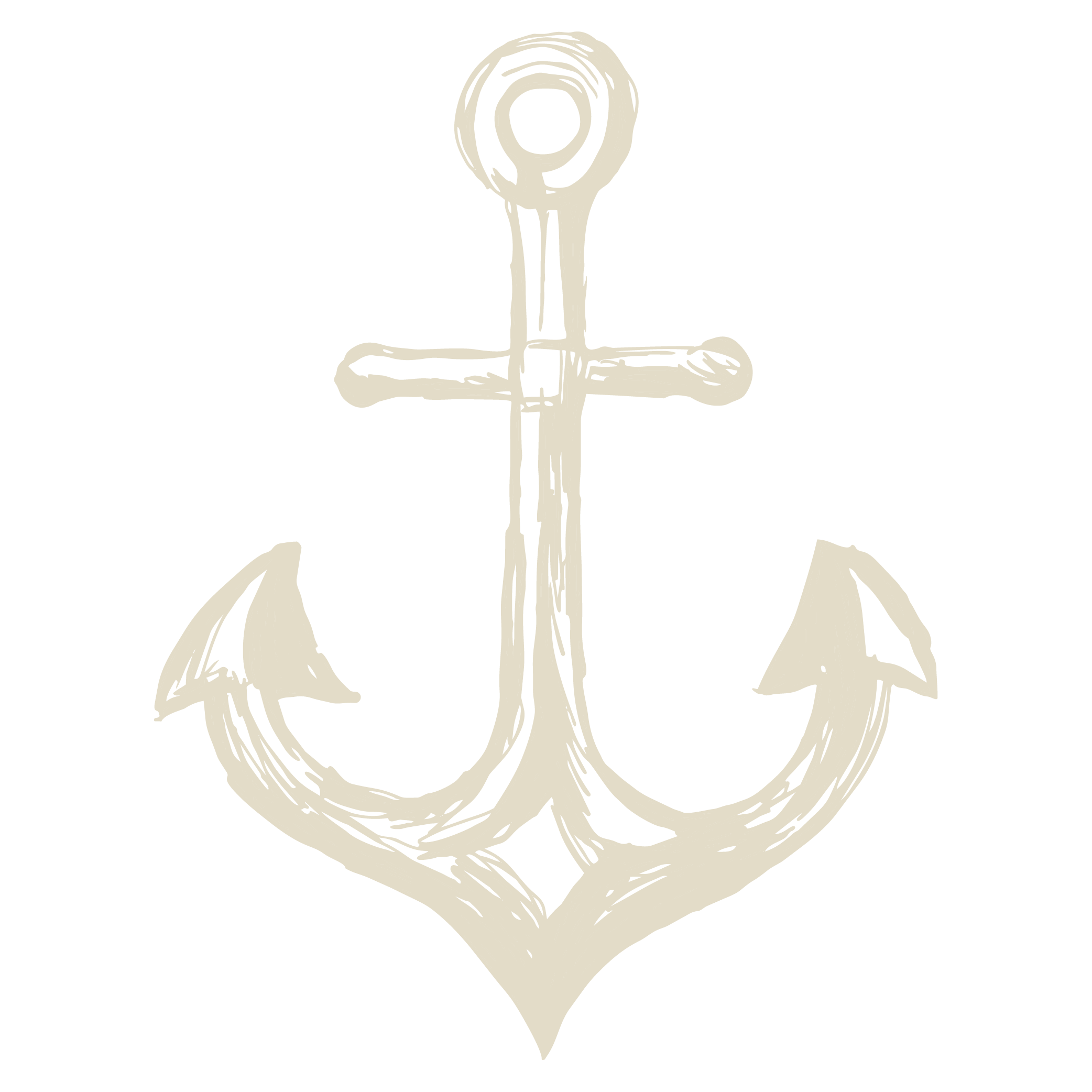 Black and white illustration of a nautical anchor
