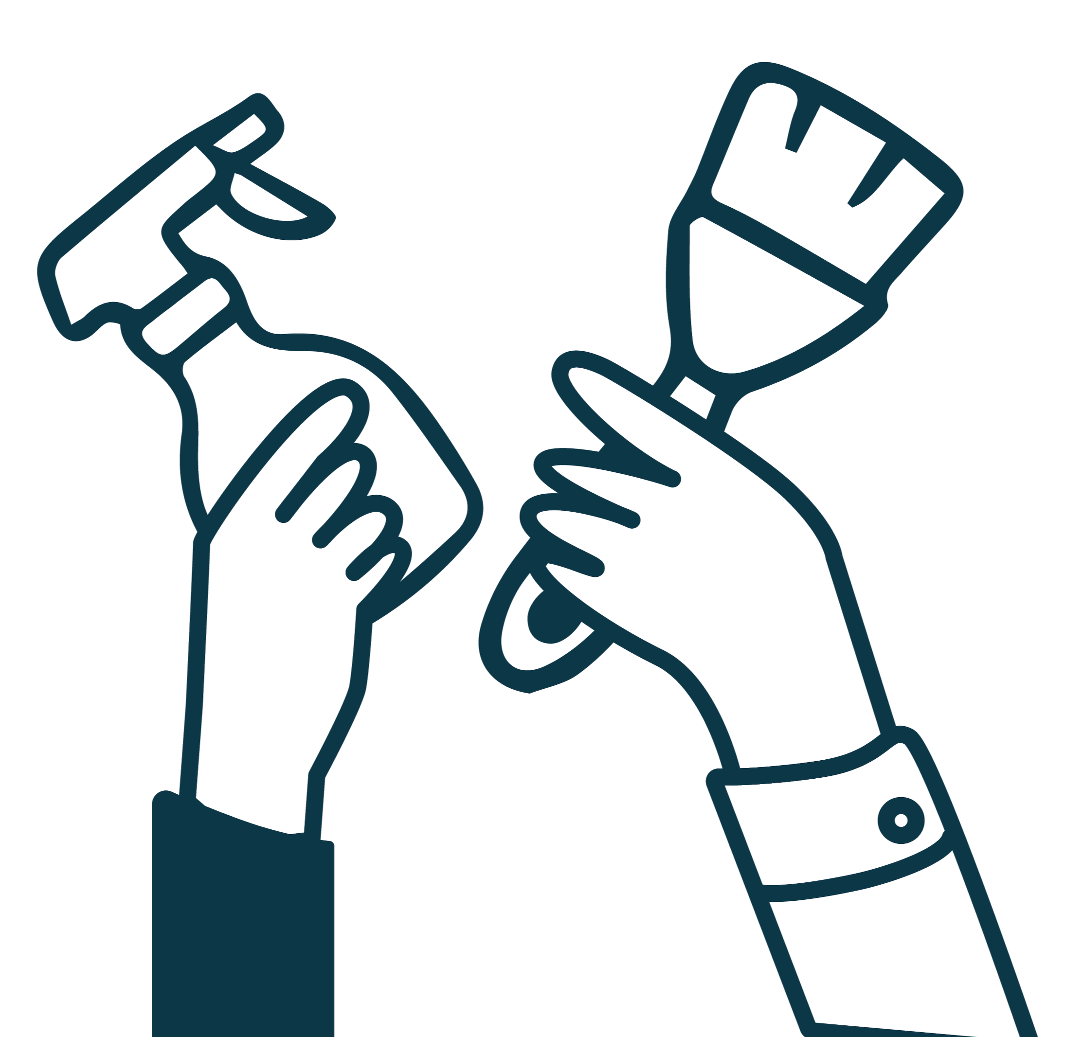 Illustration minimaliste de deux mains se serrant, représentant une poignée de main.