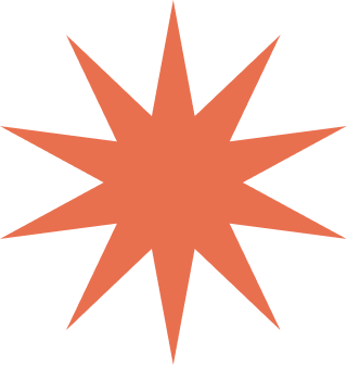 An orange star-shaped burst with ten points.