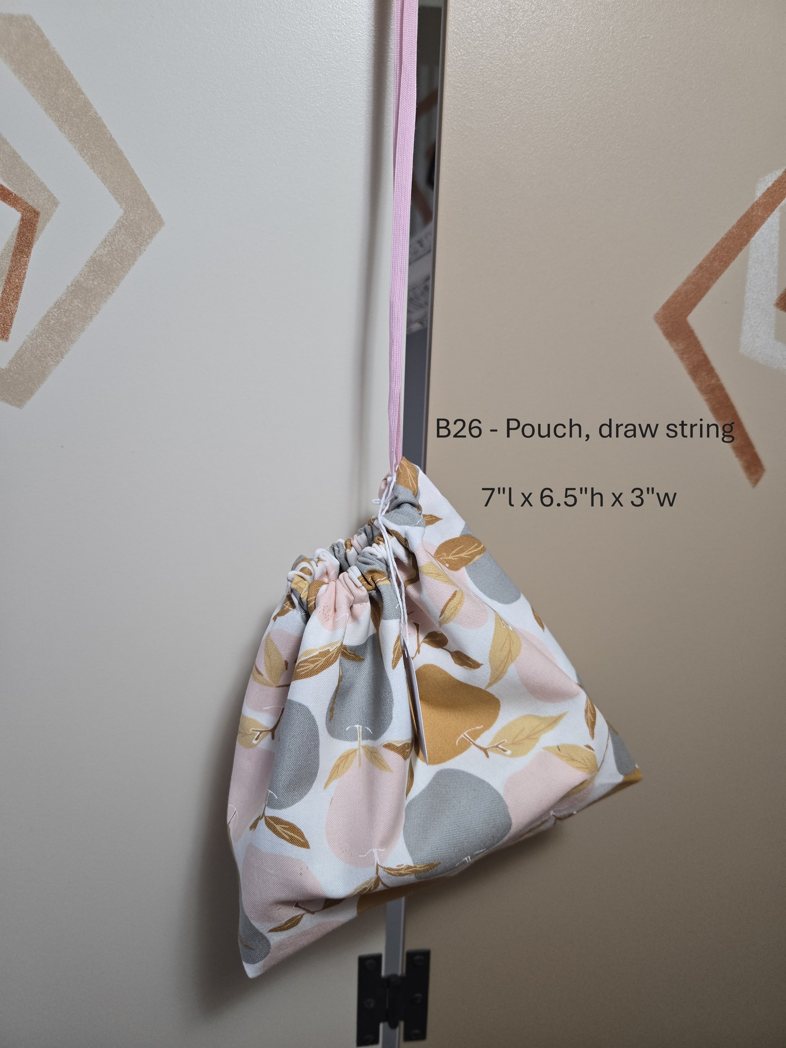 Handmade Leaf Pattern Drawstring Pouch
