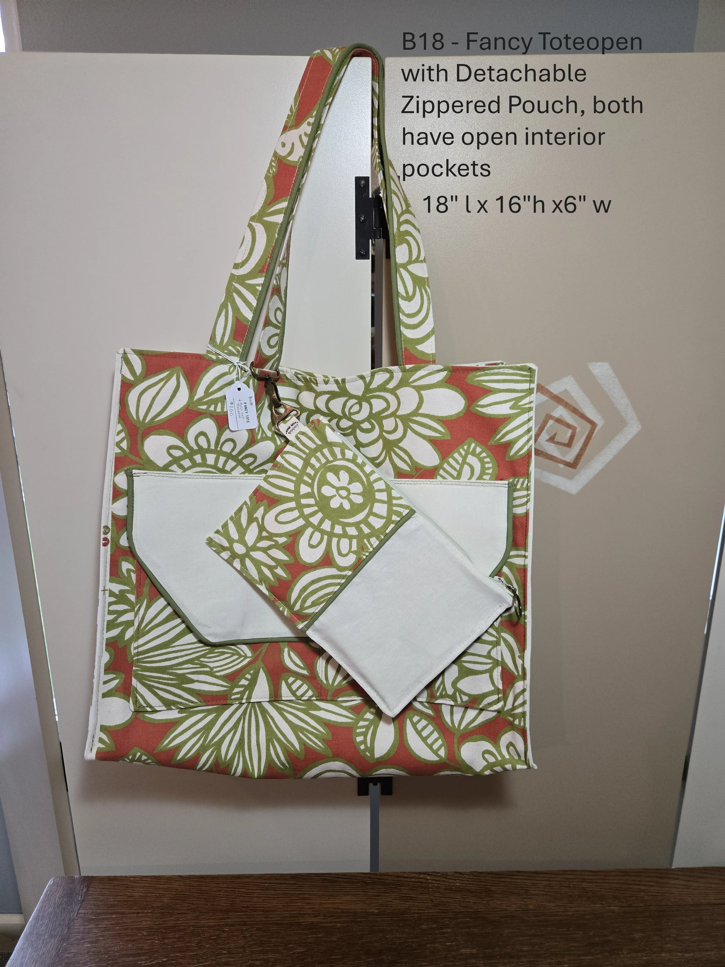Floral Elegance Tote with Detachable Pouch