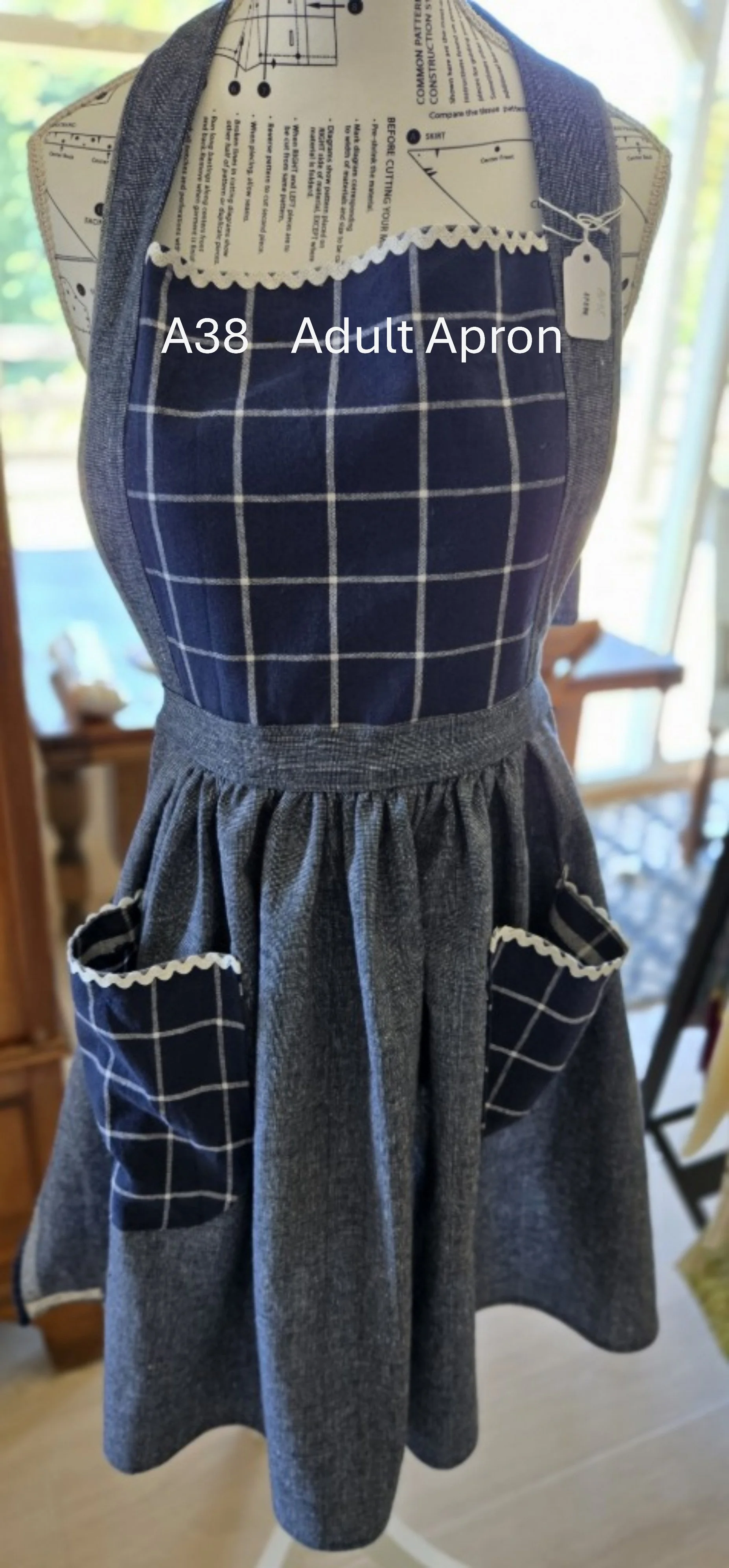 Blue Checkered Elegance Apron
