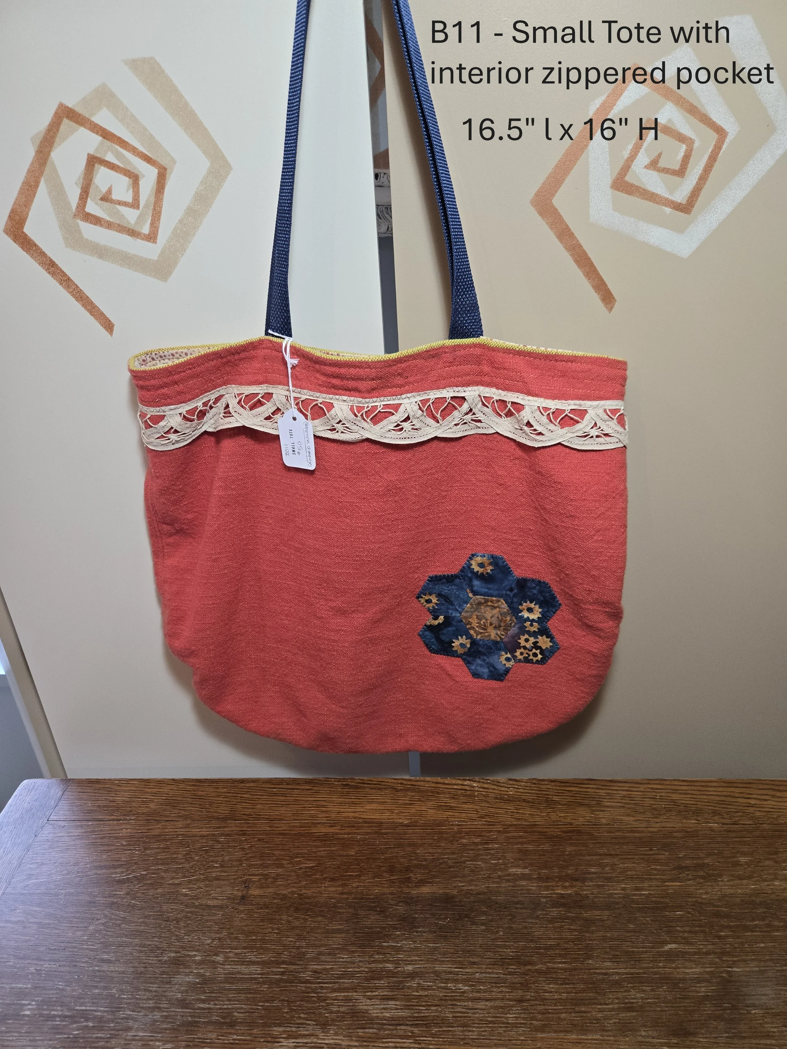 Handcrafted Floral Lace Small Tote Bag
