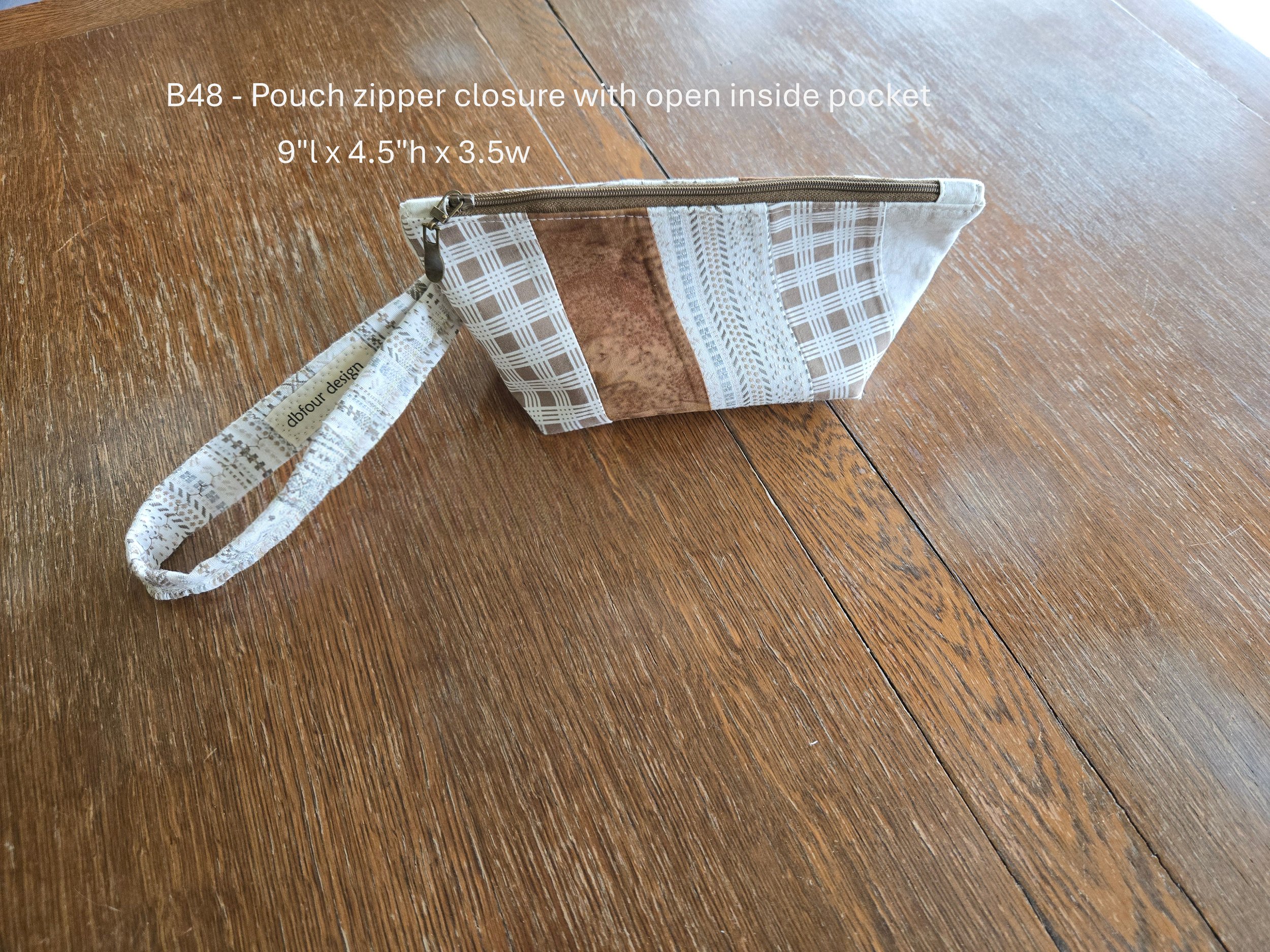 Handcrafted Zipper Pouch with Inside Pocket