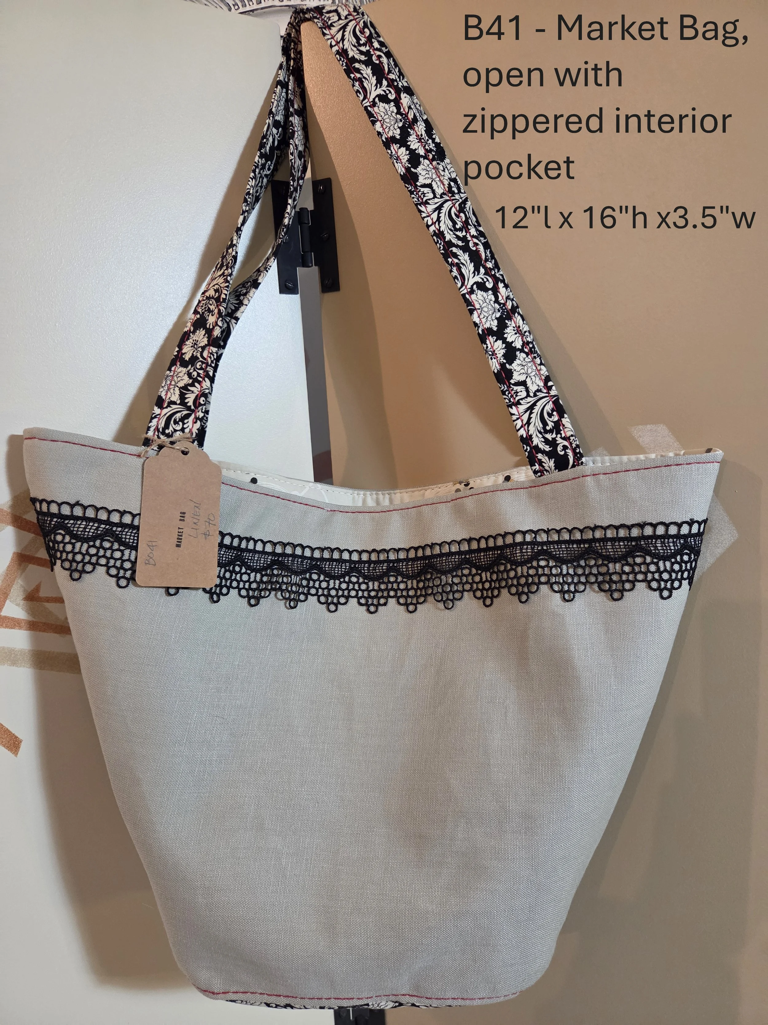 Elegant B41 Market Bag with Lace Accent