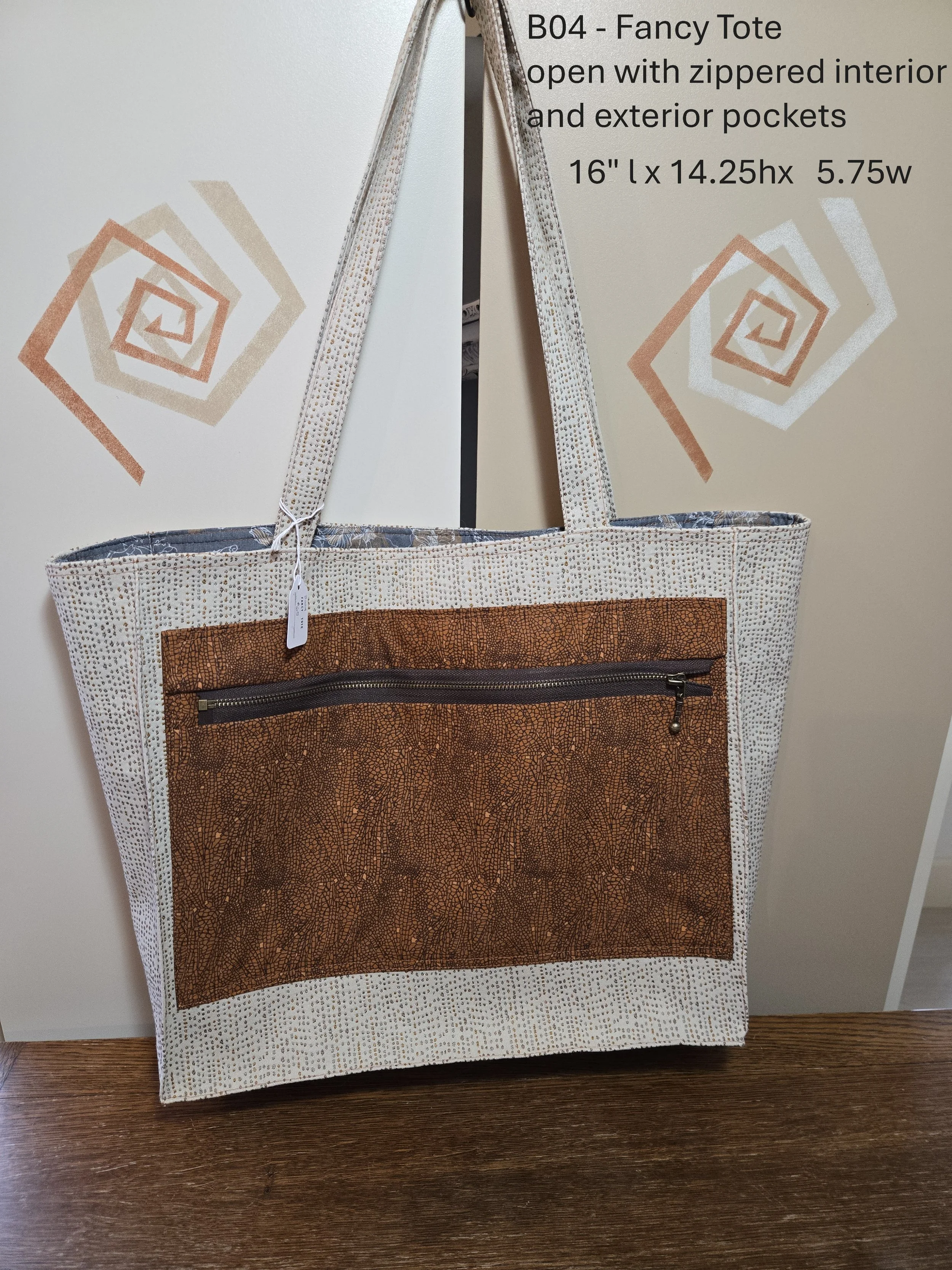 Elegant Tote with Zippered Pockets